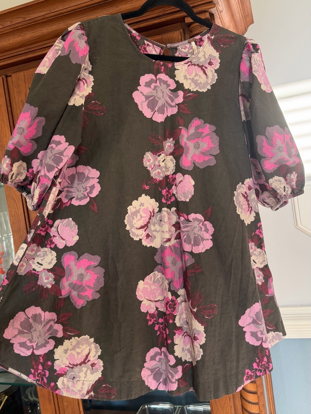 Free People Girls Floral Puff-Sleeve Dress in Pink and Gray - Picture 12 of 12